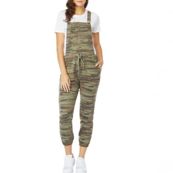 Wallflower Camo Jogger Overalls Medium French Terry Green Camouflage Jumpsuit - Picture 1 of 13